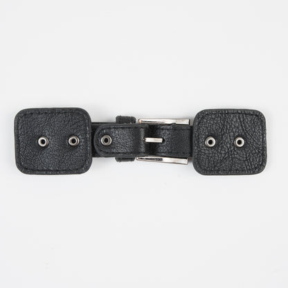 Black Faux Leather Closure with Gunmetal Buckle - Detail