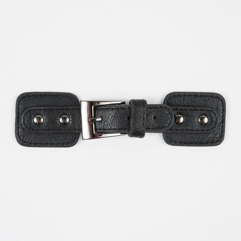 Black Faux Leather Closure with Gunmetal Buckle