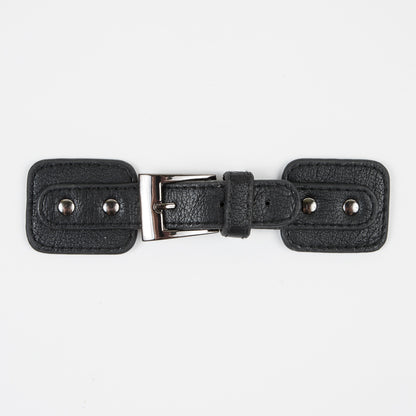 Black Faux Leather Closure with Gunmetal Buckle