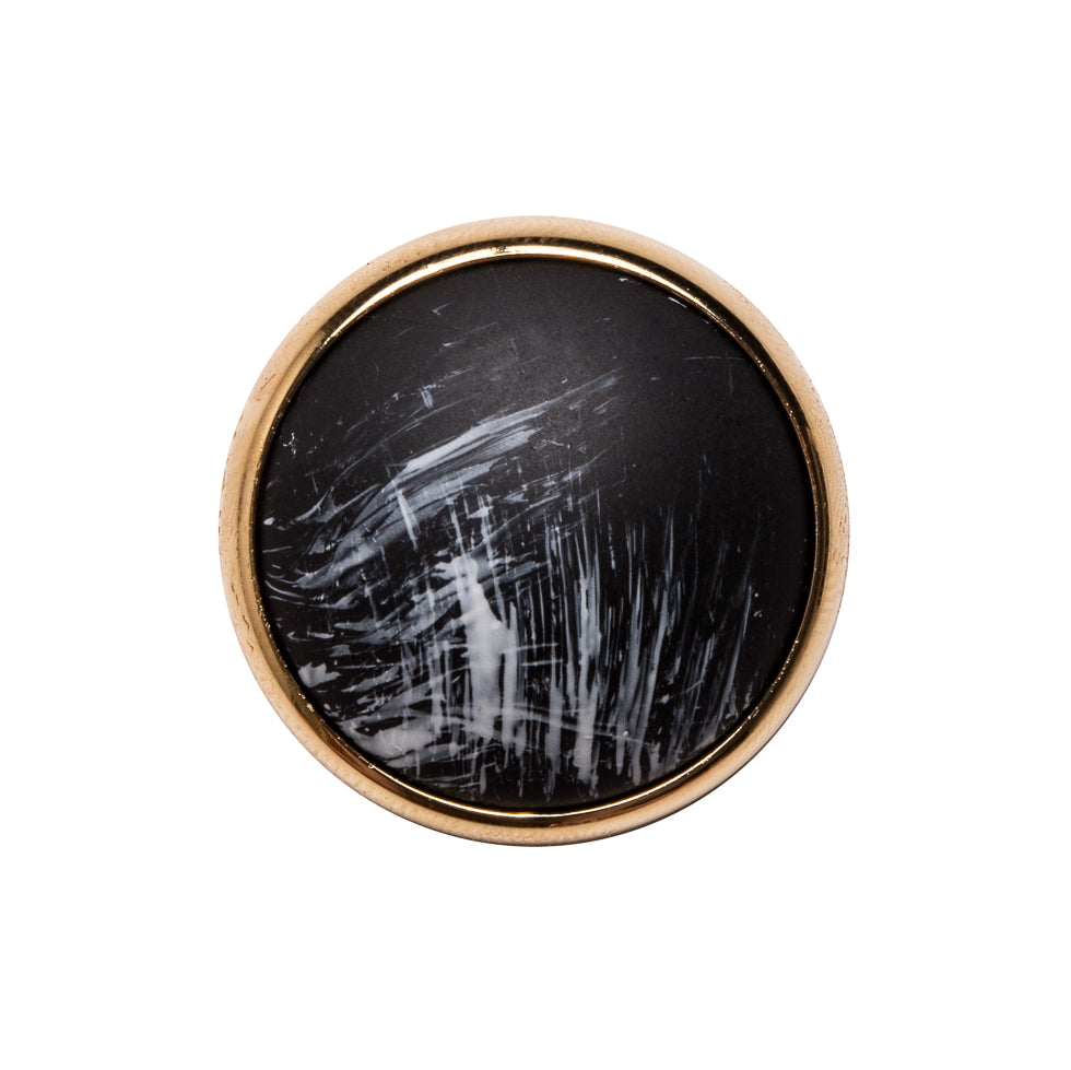Italian Gold/Black Shank Back Button - 36L/23mm