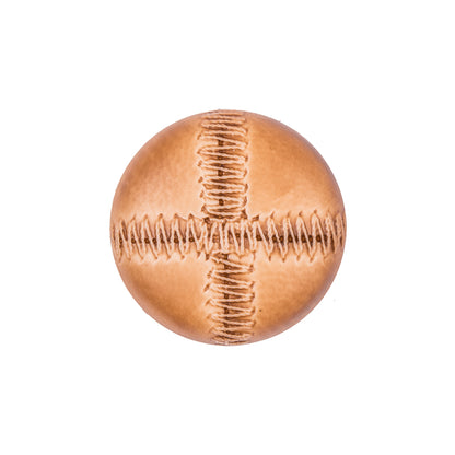 Italian Light Brown Top-Stitched Plastic Shank Back Button - 36L/23mm