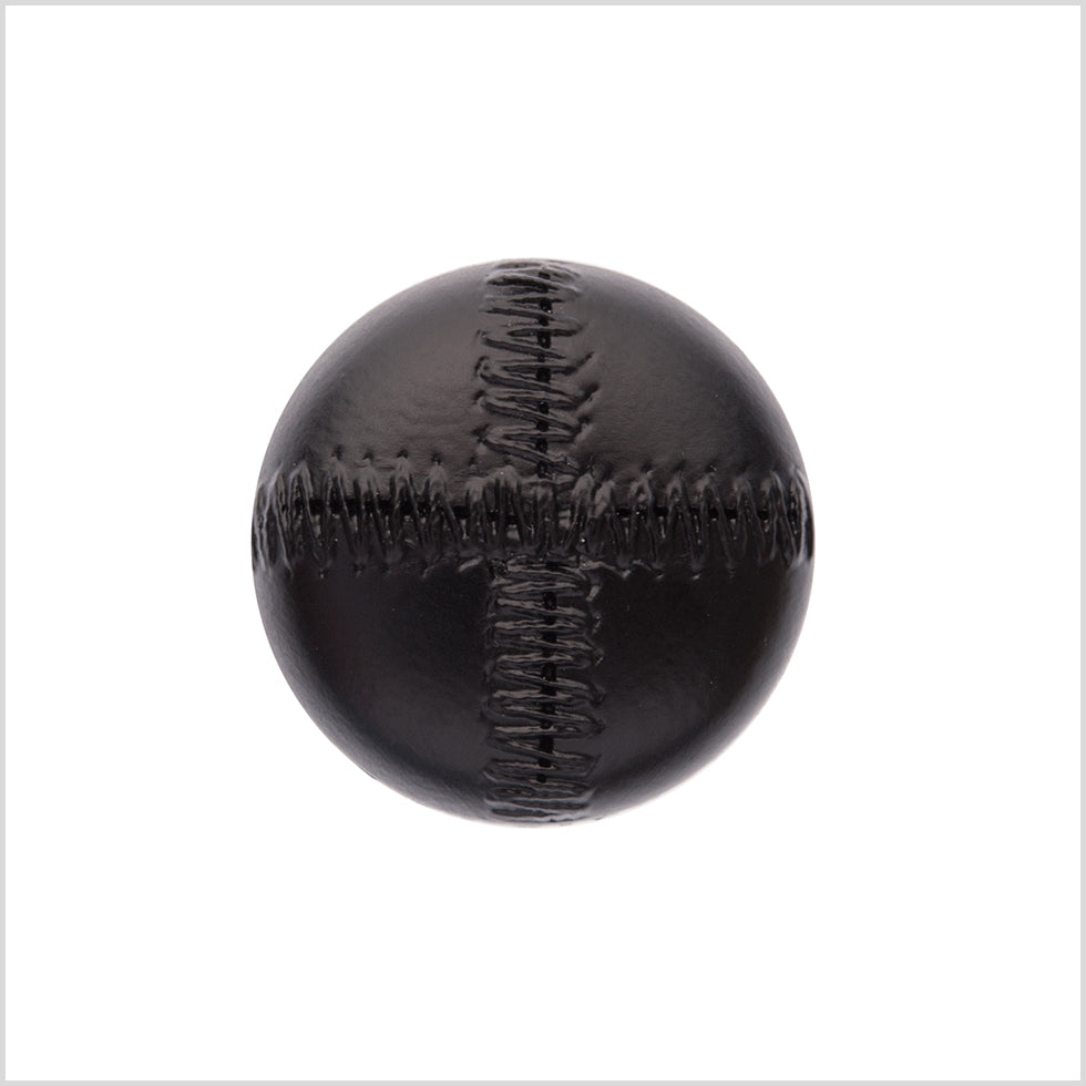 Italian Black Top-Stitched Plastic Shank Back Button - 44L/28mm