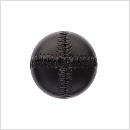 Italian Black Top-Stitched Plastic Shank Back Button - 44L/28mm