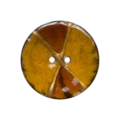 Italian Brown and Gold Coconut Button - 40L/25.5mm