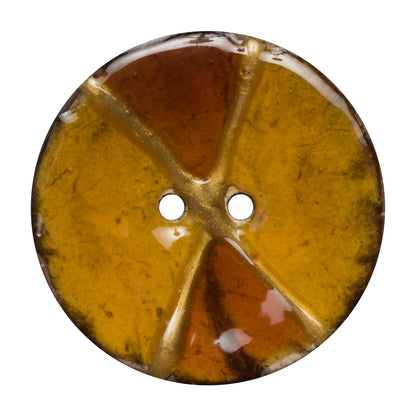 Italian Brown and Gold Coconut Button - 64L/40.5mm