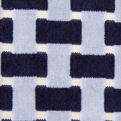 Indigo Lattice Work Cut Velvet Home Decor Fabric Detail