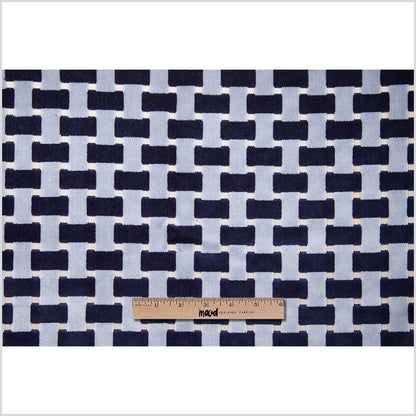 Indigo Lattice Work Cut Velvet Home Decor Fabric Full