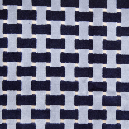 Indigo Lattice Work Cut Velvet Home Decor Fabric