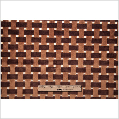 Chocolate Lattice Work Cut Velvet Home Decor Fabric - Full