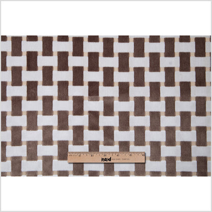 Pewter Lattice Work Cut Velvet Home Decor Fabric Full