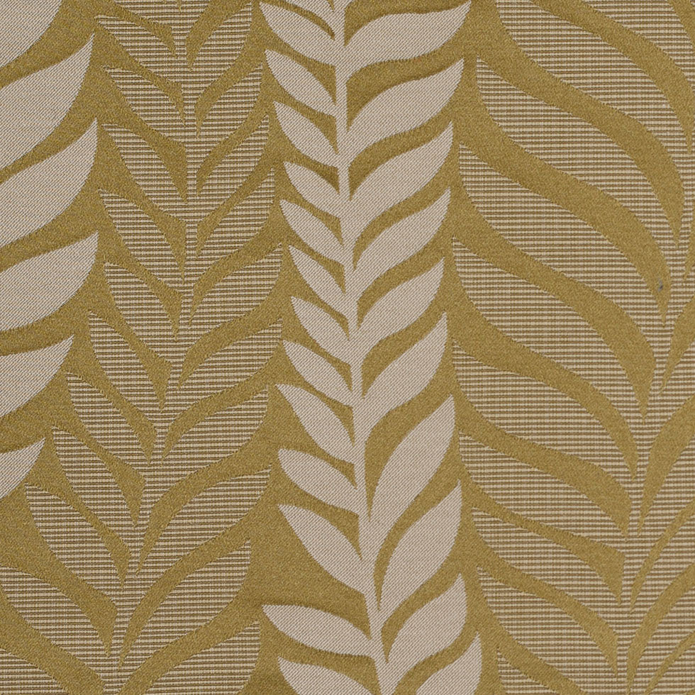 Golden Green Tone-on-Tone Leaves Satin Jacquard - Detail