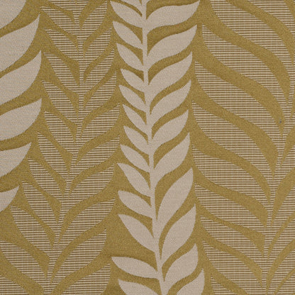 Golden Green Tone-on-Tone Leaves Satin Jacquard - Detail