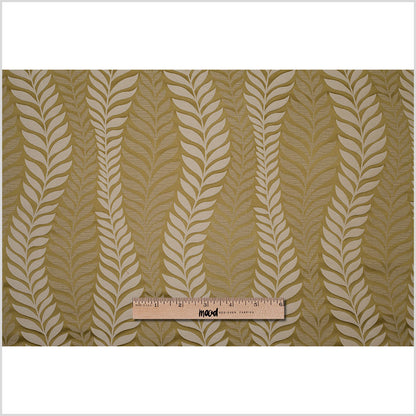 Golden Green Tone-on-Tone Leaves Satin Jacquard - Full