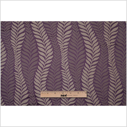Plum and Taupe Leaves Satin Jacquard Full