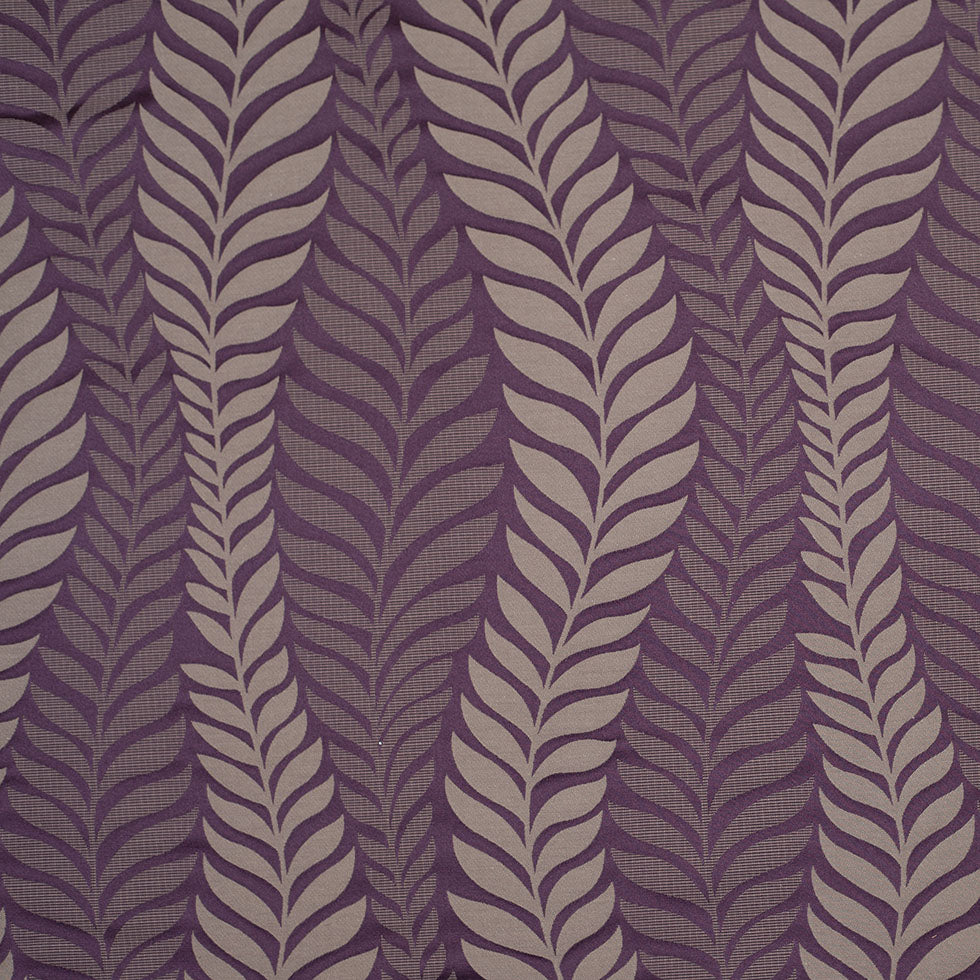 Plum and Taupe Leaves Satin Jacquard