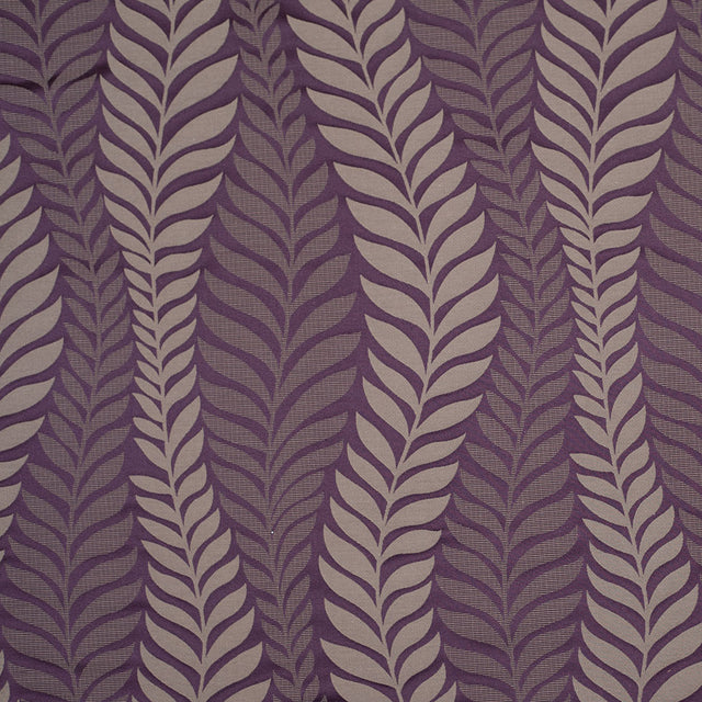 Plum and Taupe Leaves Satin Jacquard
