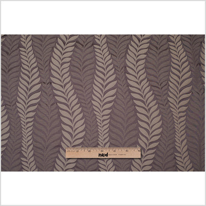 Deep Taupe Tone-on-Tone Leaves Satin Jacquard - Full
