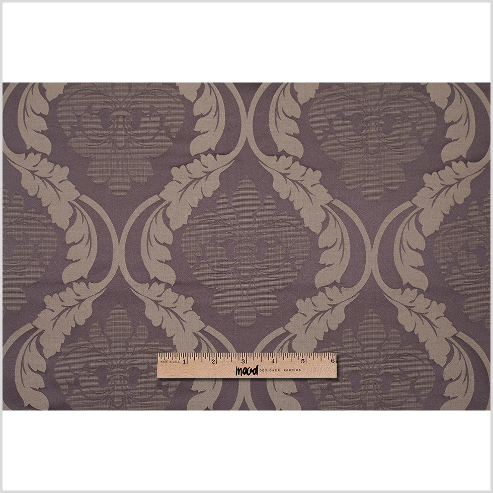 Iron Brown Floral Damask-Pattern Satin Jacquard - Full