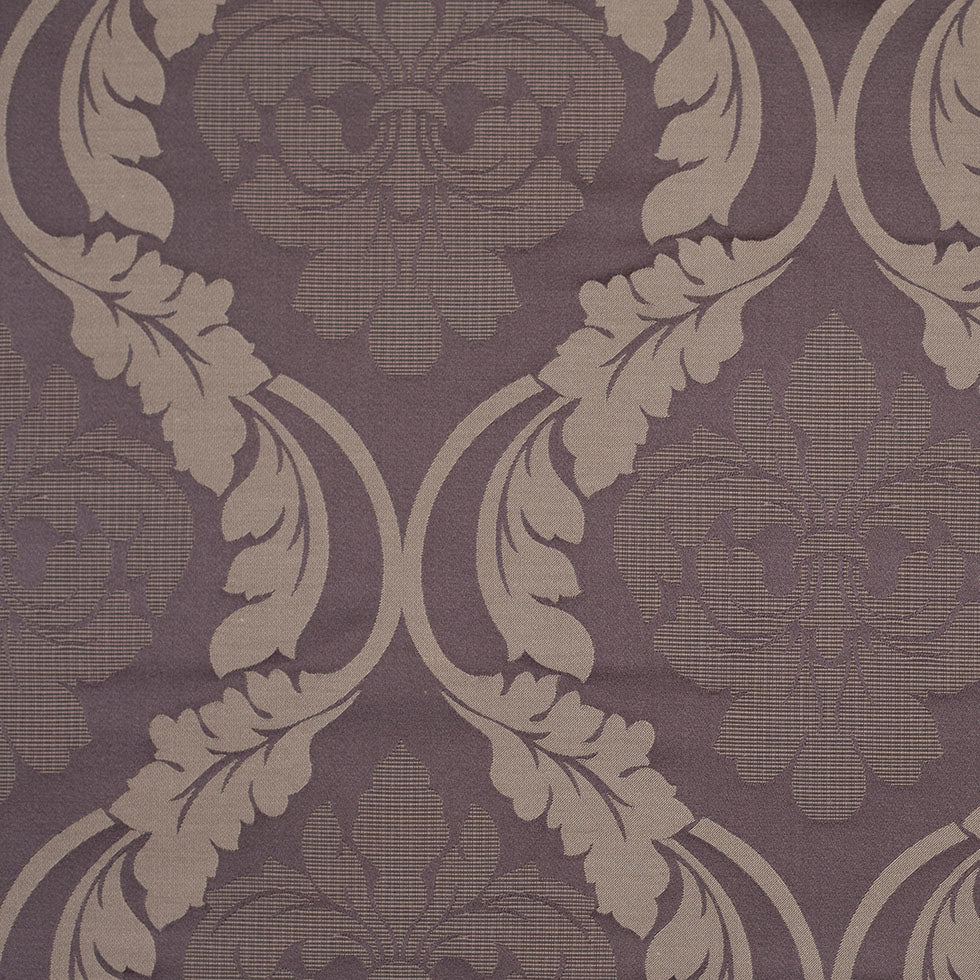Iron Brown Floral Damask-Pattern Satin Jacquard