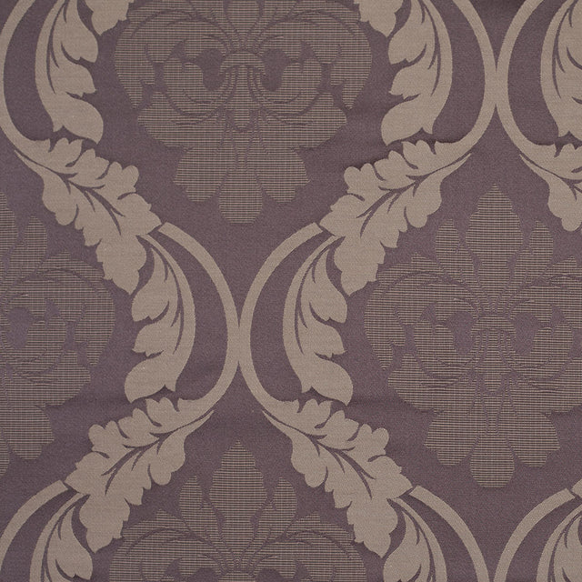Iron Brown Floral Damask-Pattern Satin Jacquard