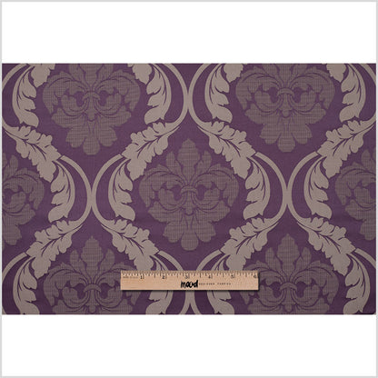 Plum Wine Floral Damask-Pattern Satin Jacquard Full