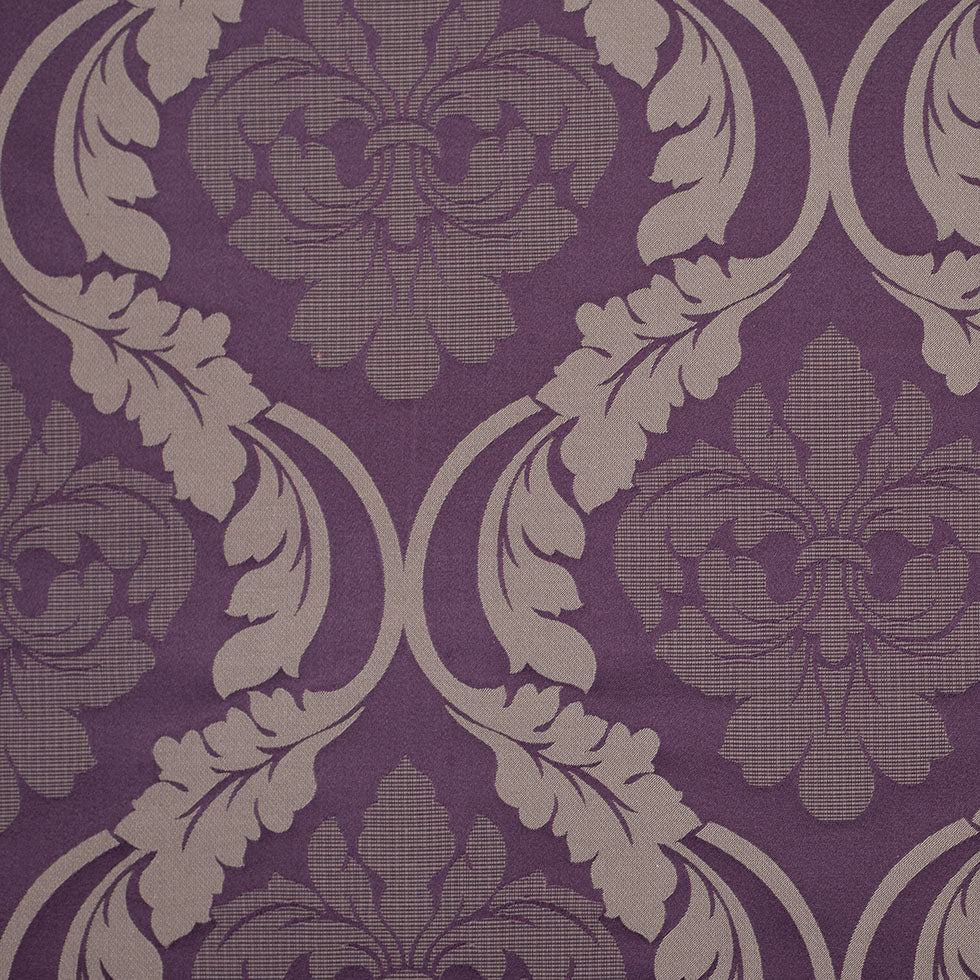 Plum Wine Floral Damask-Pattern Satin Jacquard