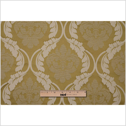 Golden Green Floral Damask-Pattern Satin Jacquard Full