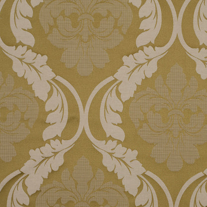 Golden Green Floral Damask-Pattern Satin Jacquard
