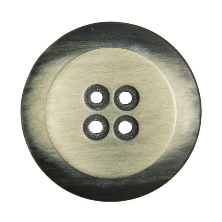 template--25130090922057__main-Plastic 4-Hole Button Made in Italy - 54L/34mm - Black and Ivory Striations Dish Shaped
