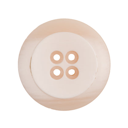 Plastic 4-Hole Button Made in Italy - 44L/28mm - Ivory Striations Dish Shaped