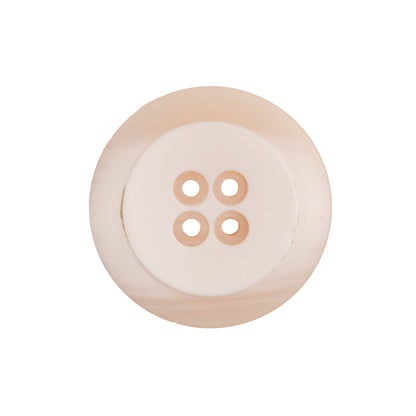 Plastic 4-Hole Button Made in Italy - 36L/23mm - Ivory Striations Dish Shaped