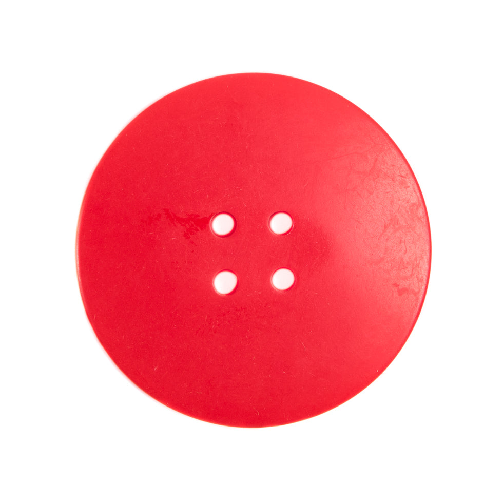 Italian Red Plastic Button - 44L/28mm - Detail