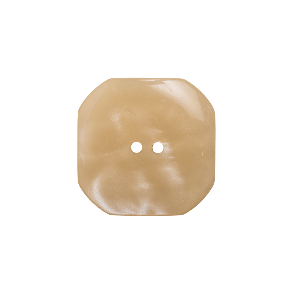Square Plastic 2-Hole Button with Cut Corners Made in Italy - 28L/18mm - Ivory Detail