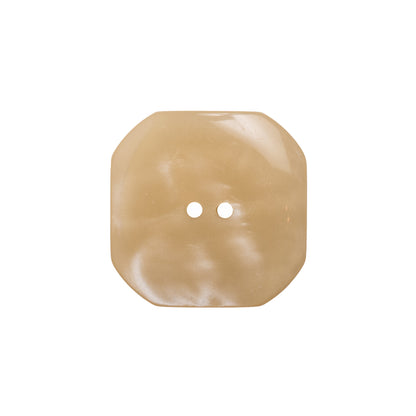 Square Plastic 2-Hole Button with Cut Corners Made in Italy - 28L/18mm - Ivory Detail