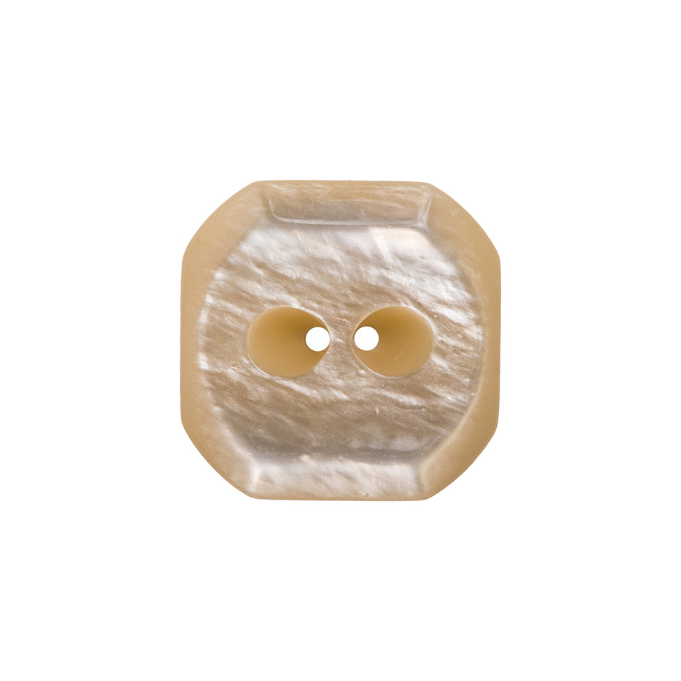 Square Plastic 2-Hole Button with Cut Corners Made in Italy - 28L/18mm - Ivory