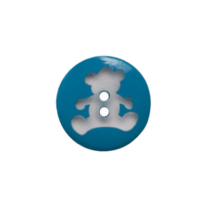 Italian Blue Teddy Bear Plastic Button - 24L/15mm