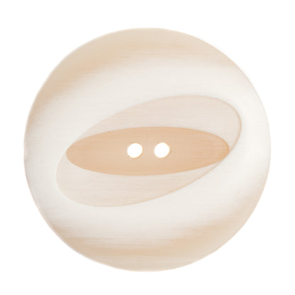 Plastic 2-Hole Button Made in Italy - 54L/34mm - Ivory Woodgrain with Ovals