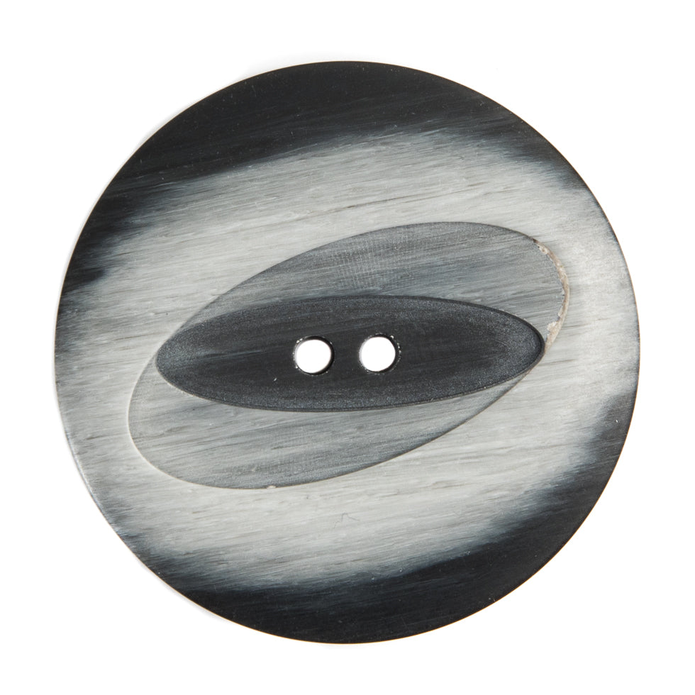 Italian Black and Silver 2-Hole Plastic Button - 54L/34mm