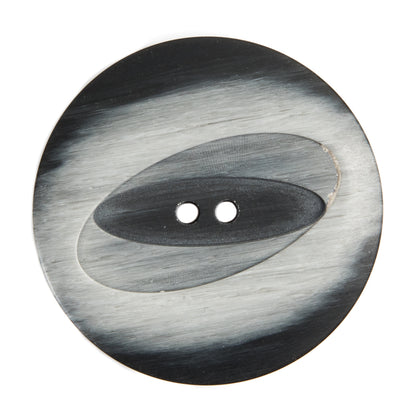 Italian Black and Silver 2-Hole Plastic Button - 54L/34mm