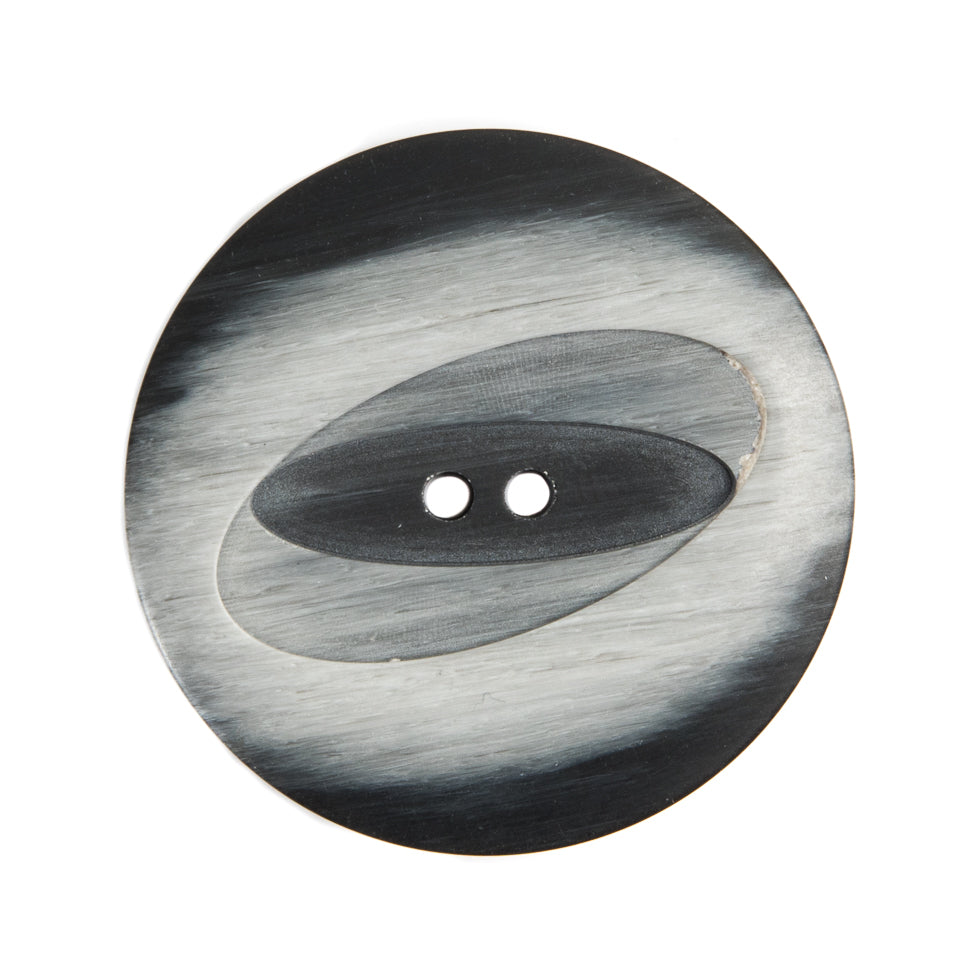 Italian Black/Silver Plastic Button - 44L/28mm