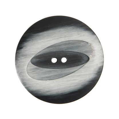 Italian Black/Silver Plastic Button - 44L/28mm
