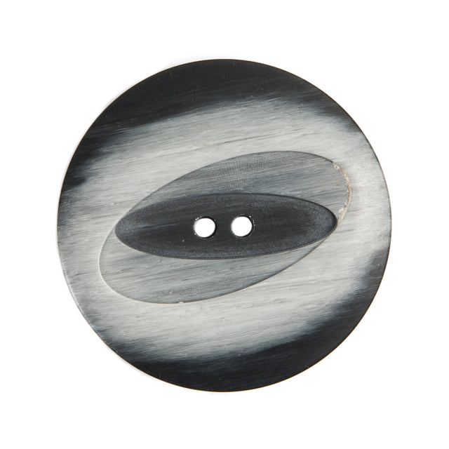 Italian Black/Silver Plastic Button - 44L/28mm