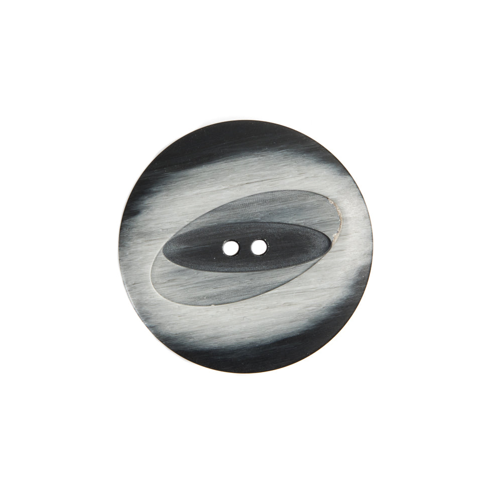 Italian Black/Silver Plastic Button - 36L/23mm