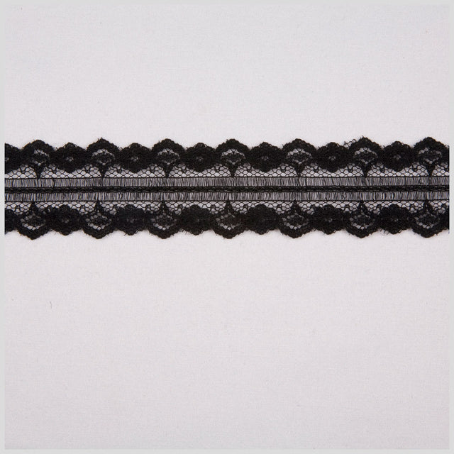 1.125" Black Raschel Lace