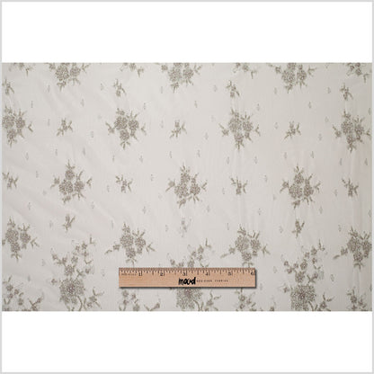Silver Floral Beaded Lace - Full