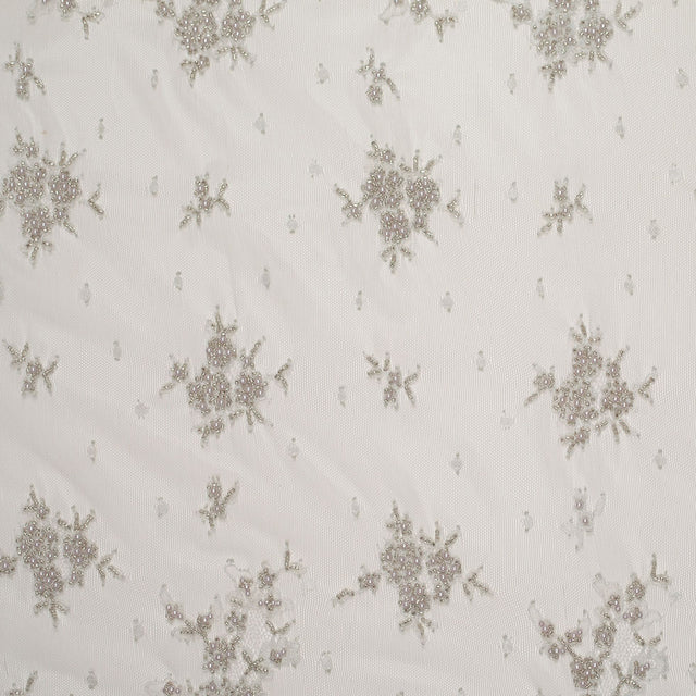 Silver Floral Beaded Lace