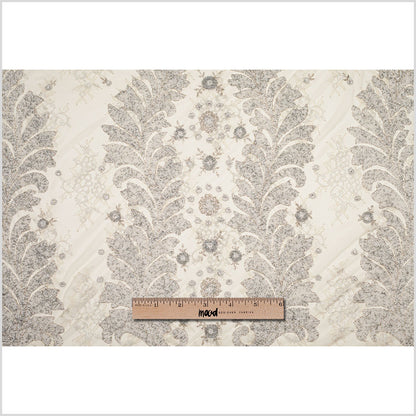 Beaded Lace - Ivory and Silver Floral Folded