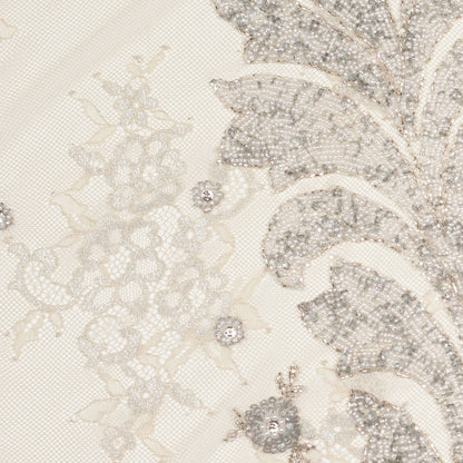 Beaded Lace - Ivory and Silver Floral Full