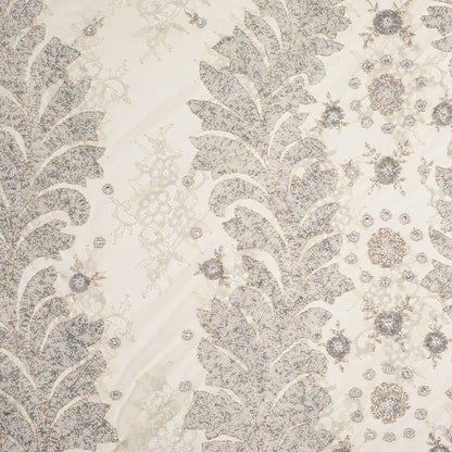 Beaded Lace - Ivory and Silver Floral