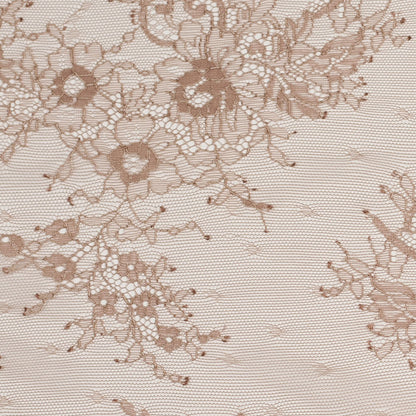Taupe Floral Lace Fabric - Detail